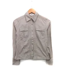 ナチュラルビューティーベーシック NATURAL BEAUTY BASIC ミリタリー シャツ ブラウス 長袖 ギャザー コットン シンプル S グレージュ /KT30