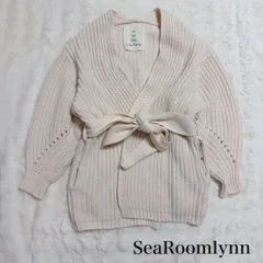 SeaRoomlynn シールームリン 畦編みコットン混ニットカーディガン ベルト付き アイボリー FREE ゆったり 羽織り ナチュラル 大人可愛い