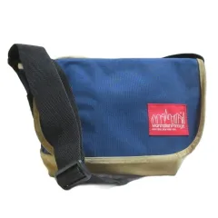マンハッタンポーテージ Manhattan Portage スエードナイロンショルダーバッグ メッセンジャーバッグ 斜め掛け 鞄 コーデュラ ブルー ベージュ /X