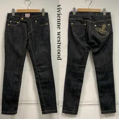 ヴィヴィアンウエストウッド オーブ ロゴ 刺繍 ブラック デニム ジーンズ スキニー ジッパーフライ ローライズ レディース 1 ISItems【USED】【古着】【中古】50152622