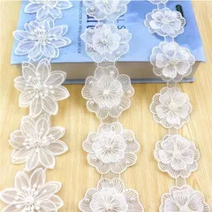 白い-3点セット Hakona 花 レース アップリケ ワッペン 花 刺繍セット おしゃれ レースモチーフ 布 diy 補修布 手芸 パッチ おしゃれな ワッペンランキング 名前 あっぷりけ 名前 ワッペン 女の子 男の子 保育園 3点セット (白い)