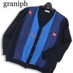 graniph グラニフ 通年 刺繍★ メンダコ クマノミ ストライプ オーバーサイズ ニット カーディガン 羽織り Sz.M メンズ