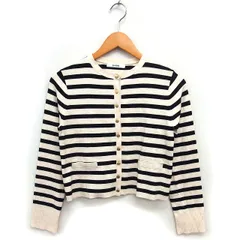 スナイデル SNIDEL ボーダー カーディガン ニット クルーネック クロップド ハイゲージ 長袖 ONE ベージュ /NT3