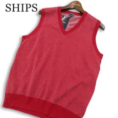 【未使用】SHIPS シップス 通年★ ドット Vネック コットン ニット ベスト Sz.L メンズ
