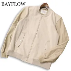 BAYFLOW ベイフロー 秋冬 袖革 フェイク レザー★ 切替 スタジャン ブルゾン ジャケット Sz.2 メンズのサムネイル