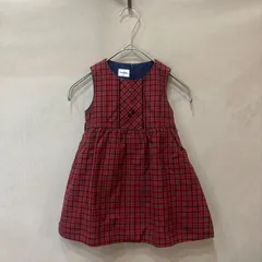 familiar ファミリア チェック ワンピース ジャンパースカート 定番 人気 レッド 80㎝ ベビー ヴィンテージ USED