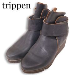 trippenトリッペンACEベルクロショートブーツ黒36本革ウエッジソール