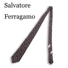 イタリア製★ Salvatore Ferragamo サルヴァトーレ フェラガモ 通年 ヒツジ柄★ シルク ネクタイ Sz.F メンズ 黒