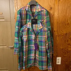 ラルフローレン パープルラベル チェック リネン シャツ 出品