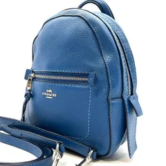 【良品】coach コーチ リュック バッグパック ゴールド金具 ロゴ オールレザー 革 ブルー 青 レディース ユニセックス