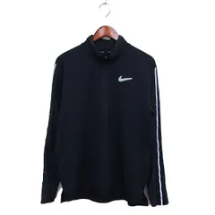 ナイキ NIKE RUNNING 国内正規品 DRI-FIT ランニングウェア ハーフジップ ジャージ ハイネック ロゴ 切替 長袖 L 黒 ブラック /NT12
