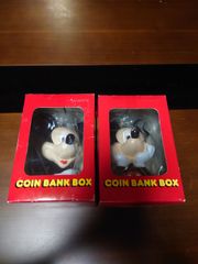 ディズニー ミッキーマウス＆ミニーマウス陶器貯金箱 ヴィンテージ