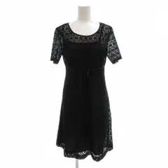 レストローズ L'EST ROSE 美品 ワンピース ひざ丈 半袖 レース 黒 ブラック /AE