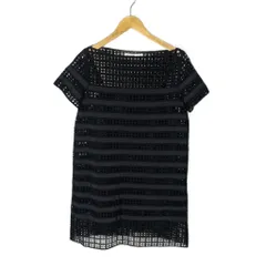 サカイ sacai ワンピース 刺繍 レース かぎ編み 半袖 ひざ丈 3 15SSLU934 ブラック ■GY43