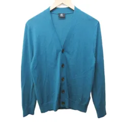 ピーエスポールスミス PS Paul Smith カーディガン ニット ウール ロゴ 刺繍 Vネック M 青緑 系 1222