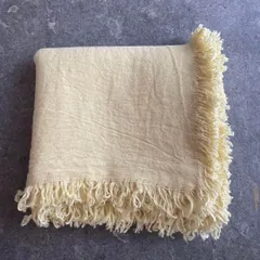 48 アソースメレ ASAUCE MELER リネン 麻 　LINEN　大判 ストール お呼ばれ　デート　オフィスカジュアル　食事会　黄色　イエロー　からし色　マスタード　YELLOW