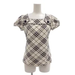 バーバリーブルーレーベル BURBERRY BLUE LABEL シャツ ブラウス 38 プルオーバー 半袖 ノバチェック 白 ホワイト 紫 パープル /AE IBO85