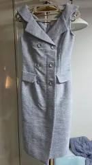 ツイード ダブルボタン スリーブレス ワンピース