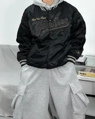 MLB 00s NEW YORK ニューヨーク・ヤンキース ビックロゴ スタジャン ジャケット 100