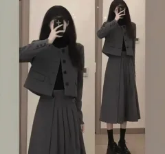 セットアップ ジャケット プリーツ スカート ロング丈 セット