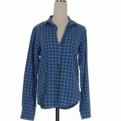 フランク&アイリーン Frank&Eileen BARRY ギンガムチェックオープンカラーシャツ ネルシャツ 長袖 S ブルー 青 国内正規