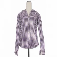 フランク&アイリーン Frank&Eileen BARRY チェック柄 オープンカラーシャツ ギンガムシャツ ブラウス 長袖 S ホワイト/パープル 白/紫 国内正規