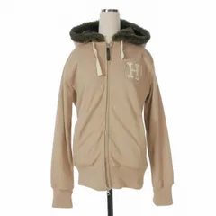 ハイドロゲン HYDROGEN 裏ボア ロゴ刺繍 ダブルジップフーディ パーカー 長袖 M ベージュ 国内正規