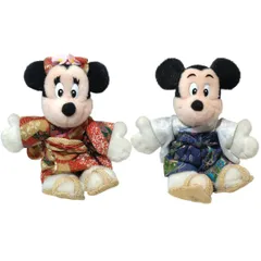 タグ付き ミッキー ミニー 和服 着物 お正月 ぬいぐるみバッジ 2点セット 東京ディズニーランド ミッキーマウス ミニーマウス