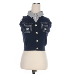 ダーリッチ Darich 刺繍 ドッキング ベスト セーター パイル L ネイビー 紺 112514021