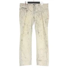 ディーゼルブラックゴールド DIESEL BLACK GOLD PAPRYL 箔プリント ストレートデニムパンツ ジーンズ 32 アイスブルー/シルバー 白 国内正規