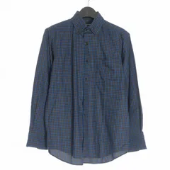 アクアスキュータム AQUASCUTUM ボタンダウン チェックシャツ 長袖 M ブルー/グレー 国内正規