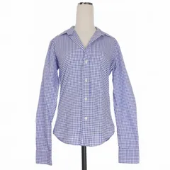 フランク&アイリーン Frank&Eileen BARRY チェック柄 オープンカラーシャツ ギンガムシャツ ブラウス 長袖 XS ホワイト/ブルー 白/青 国内正規