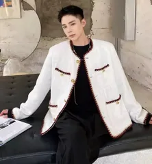 ニットツイードジャケット 韓国 きれいめ モード カジュアル ユニセックス