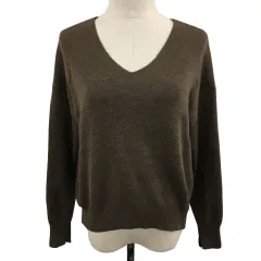 アルアバイル allureville セーター ニット Ｖネック プルオーバー 無地 ウール 長袖 2 茶 ブラウン