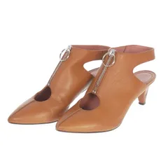 バリー BALLY ジップスリングバックパンプス 靴 37 1/2 ブラウン 茶