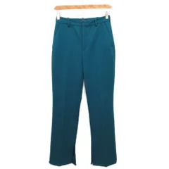 ザラ ZARA スラックス パンツ ストレート ロング丈 XS 緑 グリーン