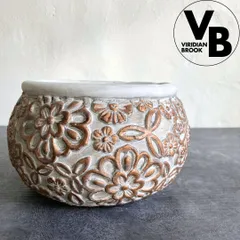 【フローラルジャーポット フラット】おしゃれ 植木鉢 陶器鉢 観葉植物 中型