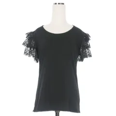 ピンクハウス PINK HOUSE レーススリーブ Tシャツ カットソー 半袖 L ブラック 黒 P011NUAL15B