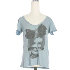 ステラマッカートニー STELLA McCARTNEY ガールプリント VネックTシャツ カットソー 半袖 38 ライトブルー 水色 415-162158 国内正規