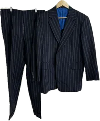  【美品】西化屋洋服店サイカヤヨウフクテン　スーツ上下セットアップ　ジャケットパンツ　ネイビーストライプ　メンズ【Z1756】