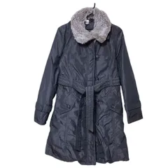 【美品】COMME CA DU MODE コムサデモード　ライナー付き　ラビットファー付き　ナイロンロングコート　黒　ブラック　レディース　9号　M  取り外し可能　フルシーズン　希少　人気　高級感【ZK95】