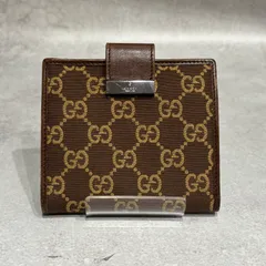 GUCCI グッチ GGキャンバス 二つ折り財布 折り財布 コンパクトウォレット ミニ財布 ブラウン 茶 キャンバス レザー 本革 メンズ レディース ユニセックス シルバー金具 GG柄 ロゴ