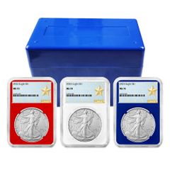 NGC鑑定済 2021年銀貨、 3枚セット、トランプ大統領MS70。 - メルカリ