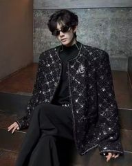 ALUDE ツイードジャケット black gord tweed jacket - メルカリ