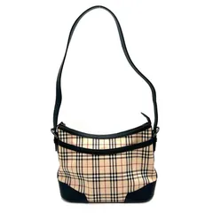 BURBERRY　バーバリー　ノバチェック　ショルダーバッグ　ベージュ　ブラック　レディース　キャンバス　レザー