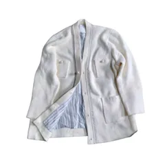 　Sandora　サンドラ　白パールボタンカーディガン　ウール　ニット　レディース【Z1740】