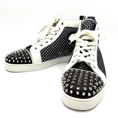 未使用保管品・希少サイズ Christian Louboutin クリスチャンルブタン ルイスオルラート ハイカット スニーカー ロゴ スタッズ スパイク メンズ 30cm ブラック ホワイト