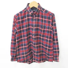 SHUMEL シュメール  シャツ ボタンダウン 長袖 チェック レッド ネイビー ホワイト 赤 紺 白 L