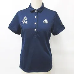 カッパ kappa ゴルフ ポロシャツ 半袖 刺繍 ワッペン ジャガード ペイズリー柄 紺 ネイビー M