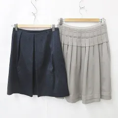 ボールジー BALLSEY トゥモローランド スカート 2枚セット プリーツ フレア Aライン 膝丈 台形 ミニ 無地 水玉 ドット ライトグレー 紺 ネイビー 38 36